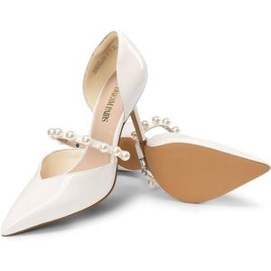 Women's Closed Toe High Heels: Elegant Strappy Pearl Pumps